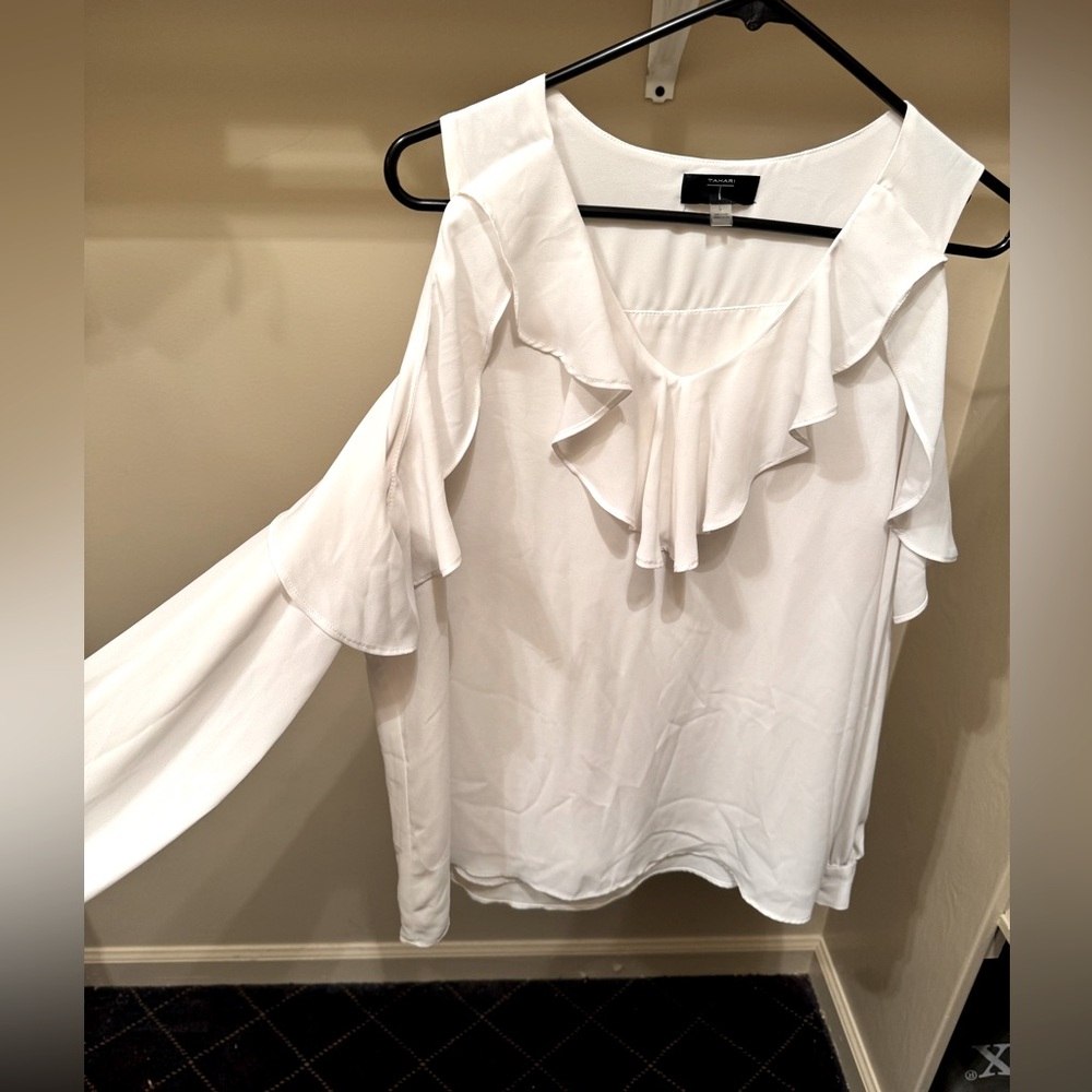 Tahari shoulder cutout blouse - size L.